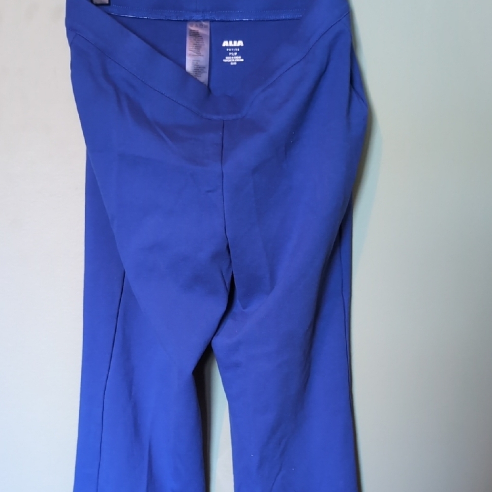 Alia Blue Pants Women's Petite Rayon Nylon